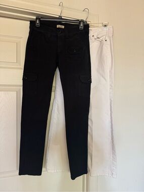 Bundle of (2) juniors size 3 jeans black cargo white bootcut